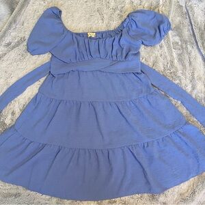 Altar'd State Blue Swiss Polka-Dot Tiered Dress